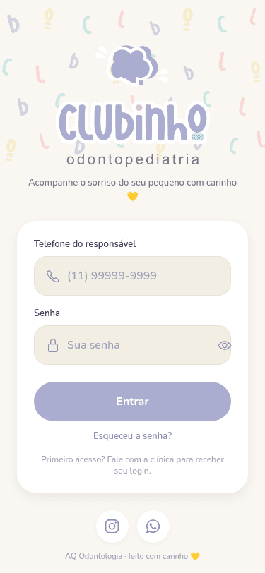 Tela do app Clubinho da Prevenção